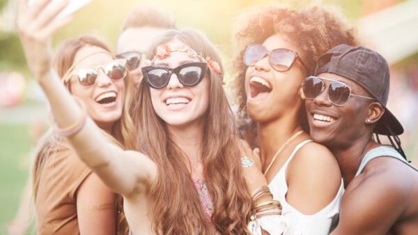 group of friends taking a selfie picture id585057058