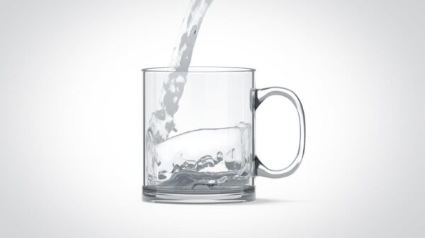 pouring water in blank transparent glass mug mock up isolated picture id690806946