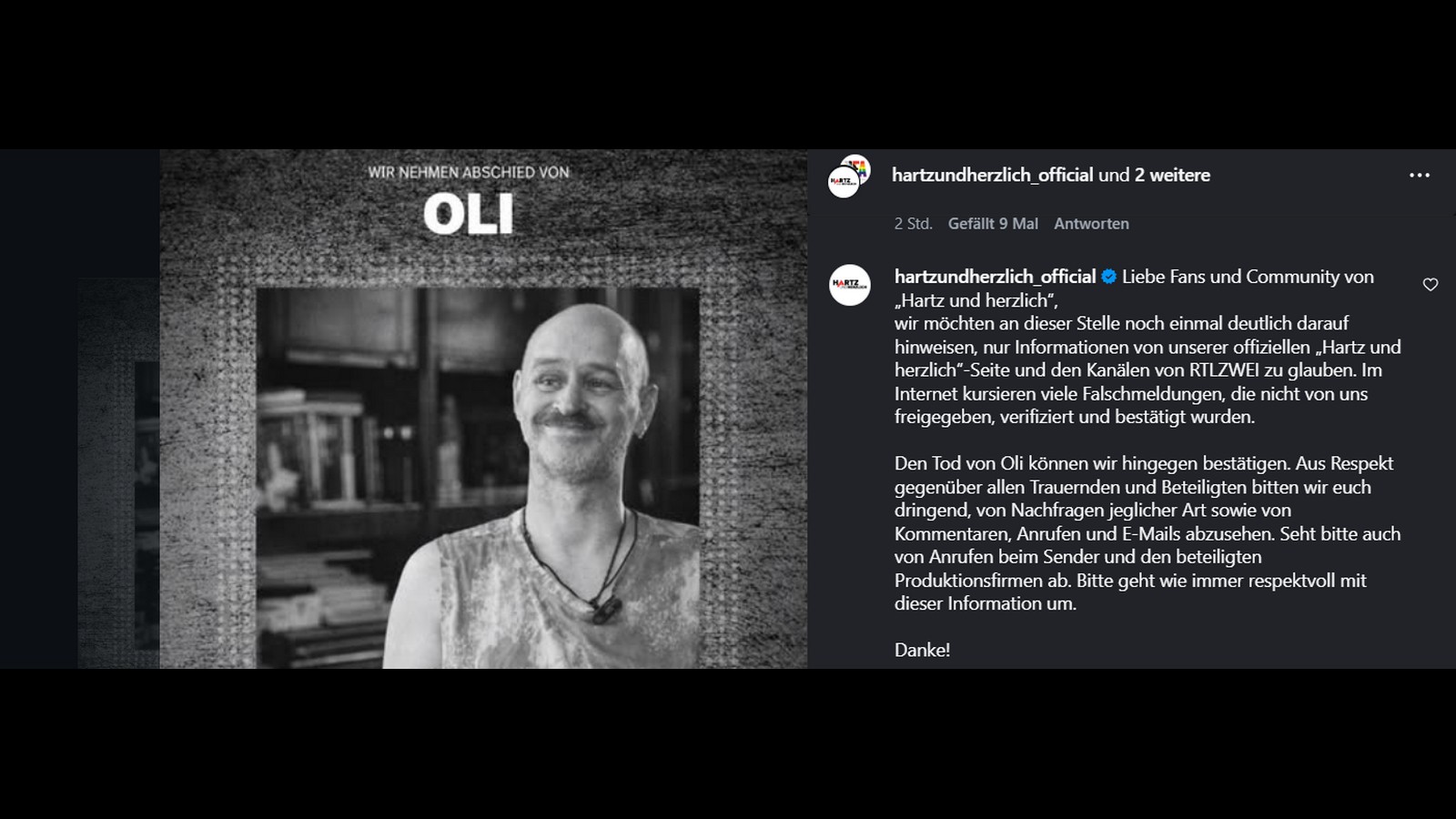 "Hartz und herzlich": Oli (†55) ist tot - Produktion warnt vor Falschmeldungen 72 "Hartz und herzlich" Oli