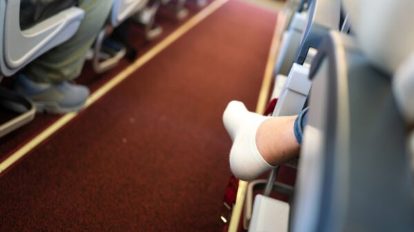 Socken im Flugzeug